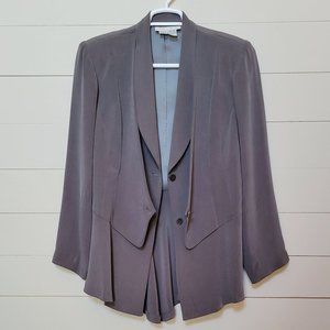 Street Culture Brand Vintage 1990s Gray 100% Silk Blazer, Size 10, Suit Jacket